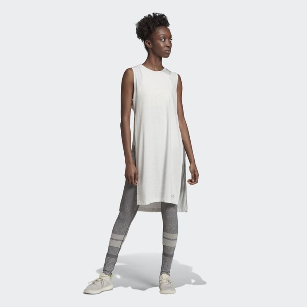 adidas x Wanderlust long tank in heathered white